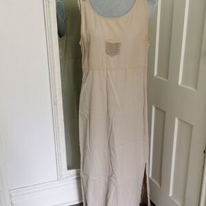 ABK cotton  Beachy Maxi jumperdress. Sleeveless, Side slit with pocket..Size M/L